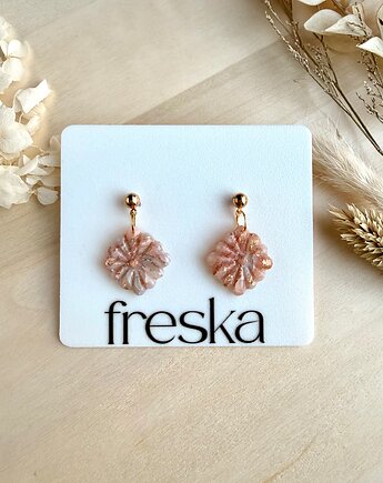 Kolczyki Rozetki pastelowe marmurki ze złotem LIMITOWANE, freska