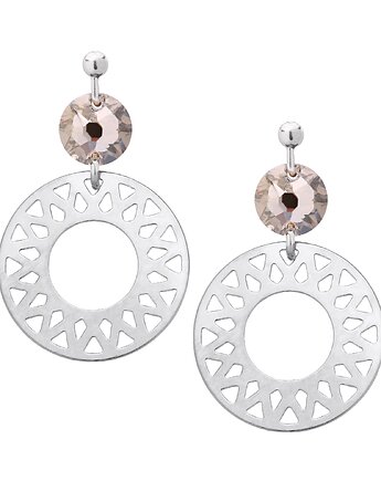 Srebrne kolczyki z arabskimi rozetami i cielistym kryształami SWAROVSKI, SOTHO