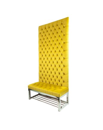 Ławka Metalowa z Panelem Ściennym Pikowanym Siedzisko Pikowane  LPPK-66, EMRA WOOD DESIGN
