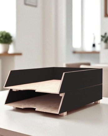 Organizer biurkowy - tacki na dokumenty czarne, Clock Wood Studio