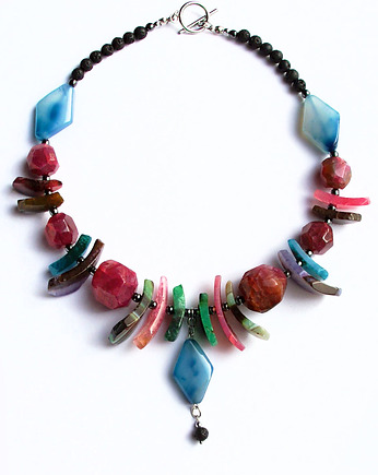 Unikatowy naszyjnik & kolczyki : agat, kaktusia