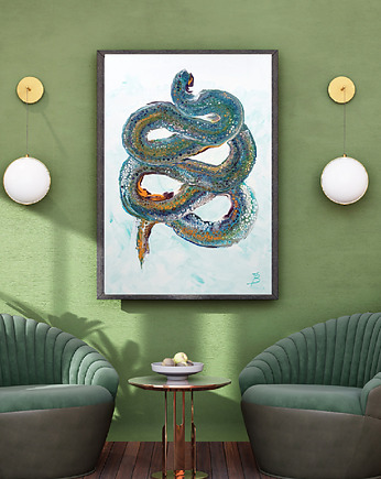 EARTH DRAGON SMOK ZIEMI Duży obraz akryl na płótnie 70x100 cm MEGA detal!, Joanna Bilska