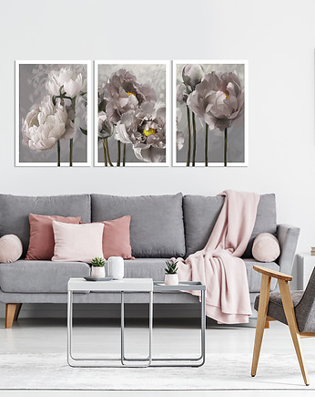 OBRAZ NA PŁÓTNIE - 3 części 50x70cm PIWONIE, NOWdeco