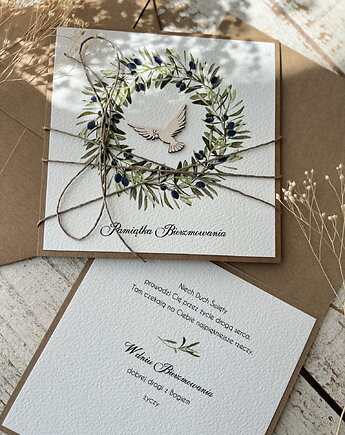 Oryginalna ręcz nie robiona pamiątka bierzmowania - kartka, sorte