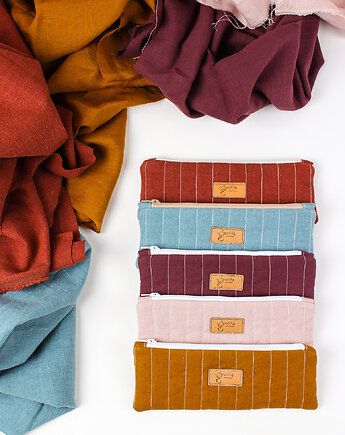 Piórnik lniany / mini kosmetyczka Ceglana, gucialoveskids