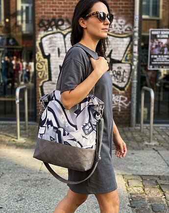 Torba hobo XXL - print graffiti monochromatyczne, PRACOWNIA 166