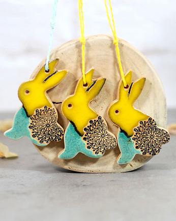 Ozdoby wielkanocne - ceramiczne zajączki, 10FingersArt