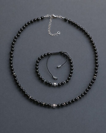 Męski komplet onyks i stal, AT NOON