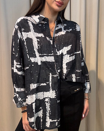 Bawełniana koszula Bling Nero Bianco, SOLO moda