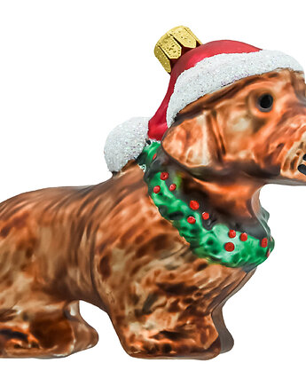 Bombka choinkowa: Jamnik w czapce Mikołaja, Syn Bombkarza