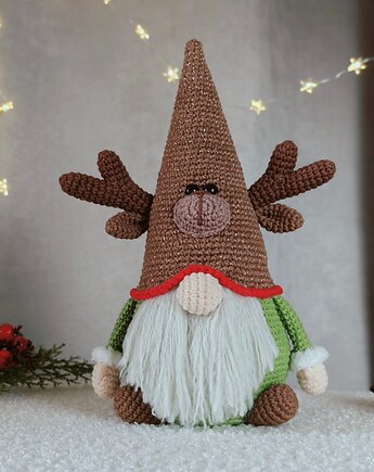 Krasnal jeleń, Dekoracja na Boże Narodzenie, Skrzat świąteczny, EcoToysByNastya