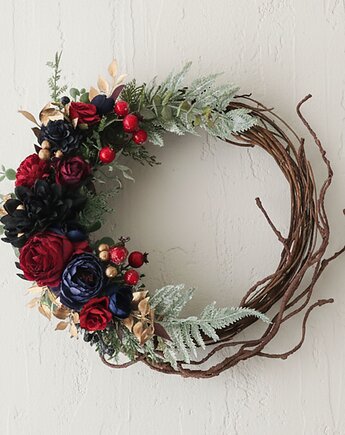 Asymetryczny wianek granat i bordo (26cm), Lola White