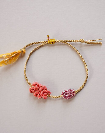 Unikatowa, tkana bransoletka z jedwabiem, Słońcem Tkane