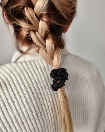 Gumka jedwabna, scrunchie, frotka black orchid MINI, Capillum