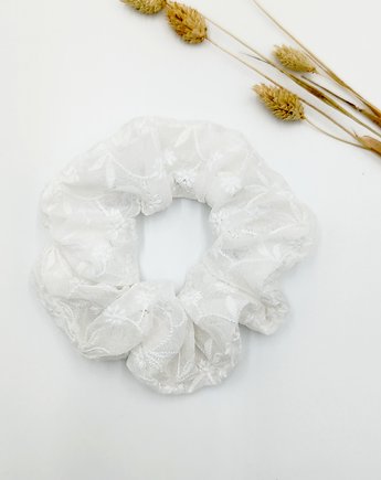 Scrunchie/frotka White flowers, wu handmade