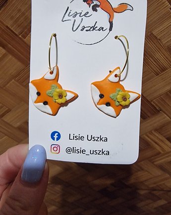 Kolczyki świąteczne z gliny polimerowej lis, Lisie Uszka
