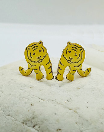 Złote kolczyki tygrysy, mini  sztyfty tygrys, Anemon Atelier
