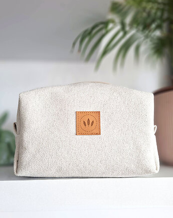 Kosmetyczka z kremowej 'lnianej' plecionki, sabi tatka