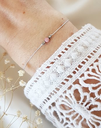 Szara bransoletka z rodonitem, LEI handmade 