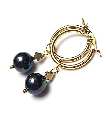 Pearls /navy blue / vol. 2  /kolczyki pozłacane/, KiKa pracownia