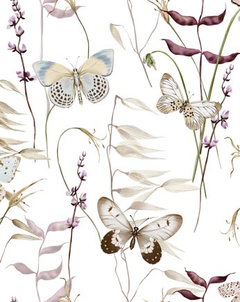 Tapeta ścienna Butterflies and Wilflowers 53cmx10m PZ, Bajkowe Wnetrza