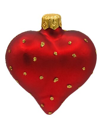 Bombka choinkowa: Serduszko ze złotymi kropeczkami: czerwone, Syn Bombkarza