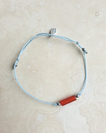 Bransoletka BOHO sznurkowa niebieski, karneol, hematyt, modesign