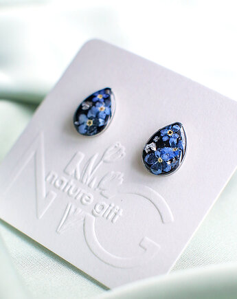 Kolczyki sztyfty z niezapominajkami, nature gift