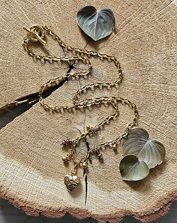 Naszyjnik z serduszkiem, granatem i hematytem, REVEAL