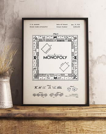 Monopoly gra - patent - plakat A3, minimalmill