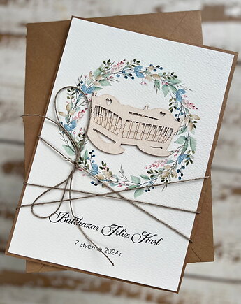 Ręcznie robiona kartka na narodziny dziecka - kartka gratulacyjna, sorte