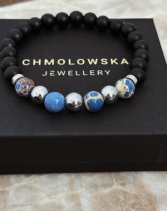 Bransoletka męska Jaspis cesarski i Onyks, Chmolowska Jewellery