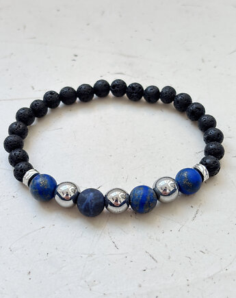 Bransoletka Męska Lapis Lazuli srebrna, Chmolowska Jewellery