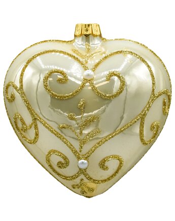 Bombka choinkowa: Serce w złotym ornamencie: połysk, Syn Bombkarza