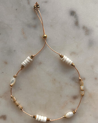 Letnie wibracje - bransoletka na kostkę z Muszlą i  Masą perłową, Ili arte biju