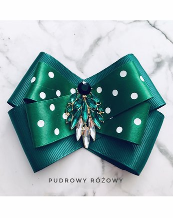 Zielona Brosza w kropki NEW, Pudrowy Różowy