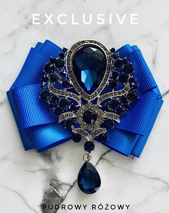 Brosza z Ogromnym granatowym kryształem NEW, Pudrowy Różowy
