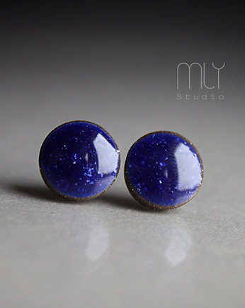 Kolczyki ceramiczne Kobaltowe 6mm, Magda Łysiak