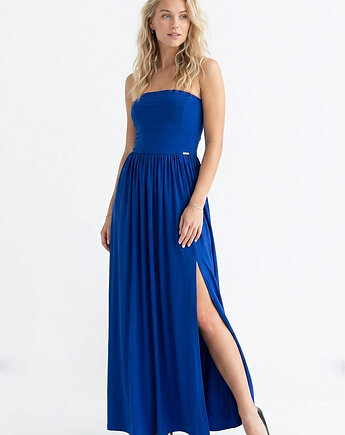 Elegancka sukienka koktajlowa maxi bez ramiączek - M1344, FIGL