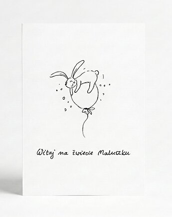 Kartka z okazji narodzin dziecka składana "Witaj na świecie Maluszku" Zając, Mjukka