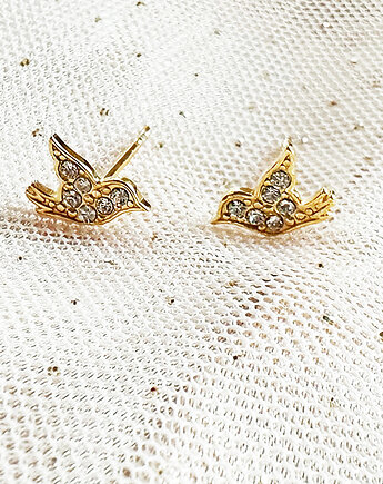 Srebrne kolczyki ptaszki,  sztyfty kolibry, Anemon Atelier