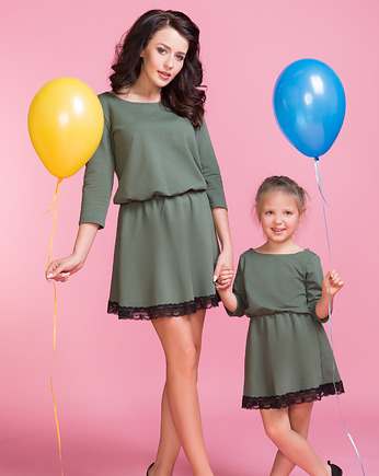 Komplet dla mamy i córki, sukienki, model 1, zielony, TESSITA