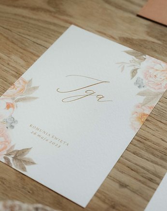 Zaproszenie na komunię, boho design