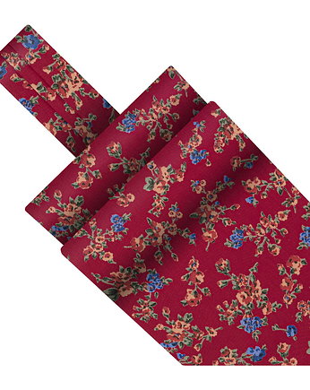 Fular bawełniany czerwony w kwiatki EM 13, PAKOWANIE PREZENTÓW - pudełko na prezent