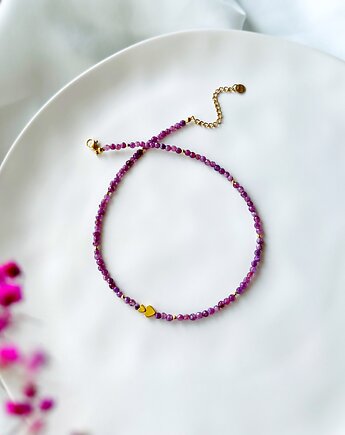 Naszyjnik Dwa Serca fioletowy jadeit, Lajka