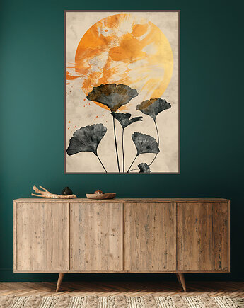 Miłorząb - Plakat, druk - Chiński Orient, Harmonia Zen, Roślinny #56, Black Sapphire Art