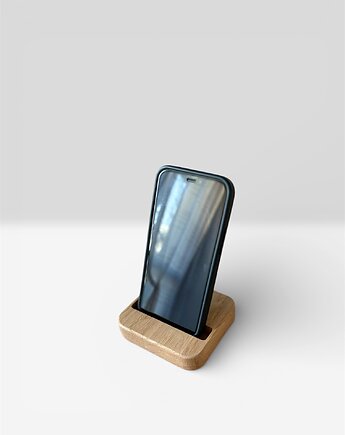 Drewniana dębowa podstawka na telefon, terwoodcraft