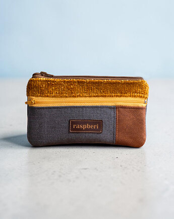 Miodowo-szary portfelik, raspberi