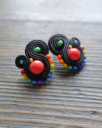 Kolorowe Lentinki- kolczyki soutache, Mró Soutache