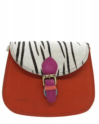 Torebka damska listonoszka skórzana klapka w zwierzęcy wzór eko OLIVKA, Olivka Warsaw